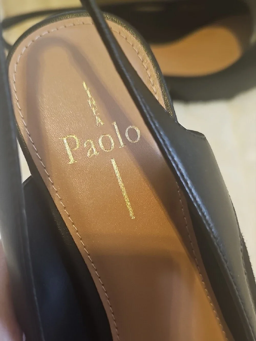 Paolo Black Pointed Slingback Kitten Heels